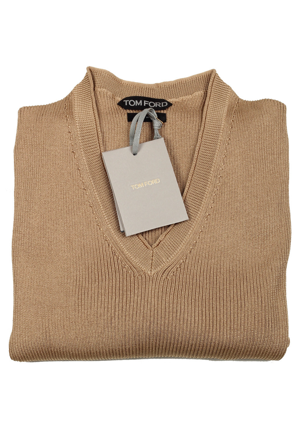 TOM FORD Beige V Neck Sweater Size 48 / 38R U.S. In Silk
