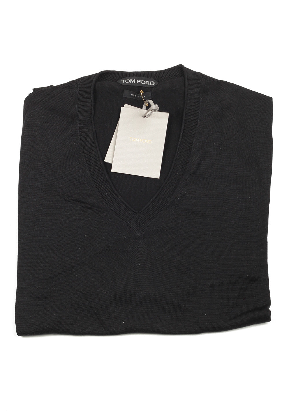 TOM FORD Black V Neck Sweater Size 48 / 38R U.S. In Silk