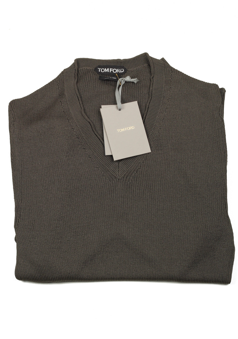 TOM FORD Gray V Neck Sweater Size 48 / 38R U.S. In Silk