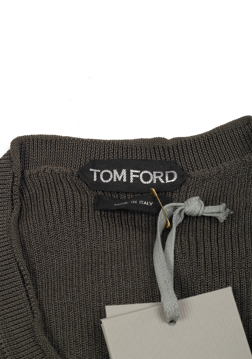 TOM FORD Gray V Neck Sweater Size 48 / 38R U.S. In Silk