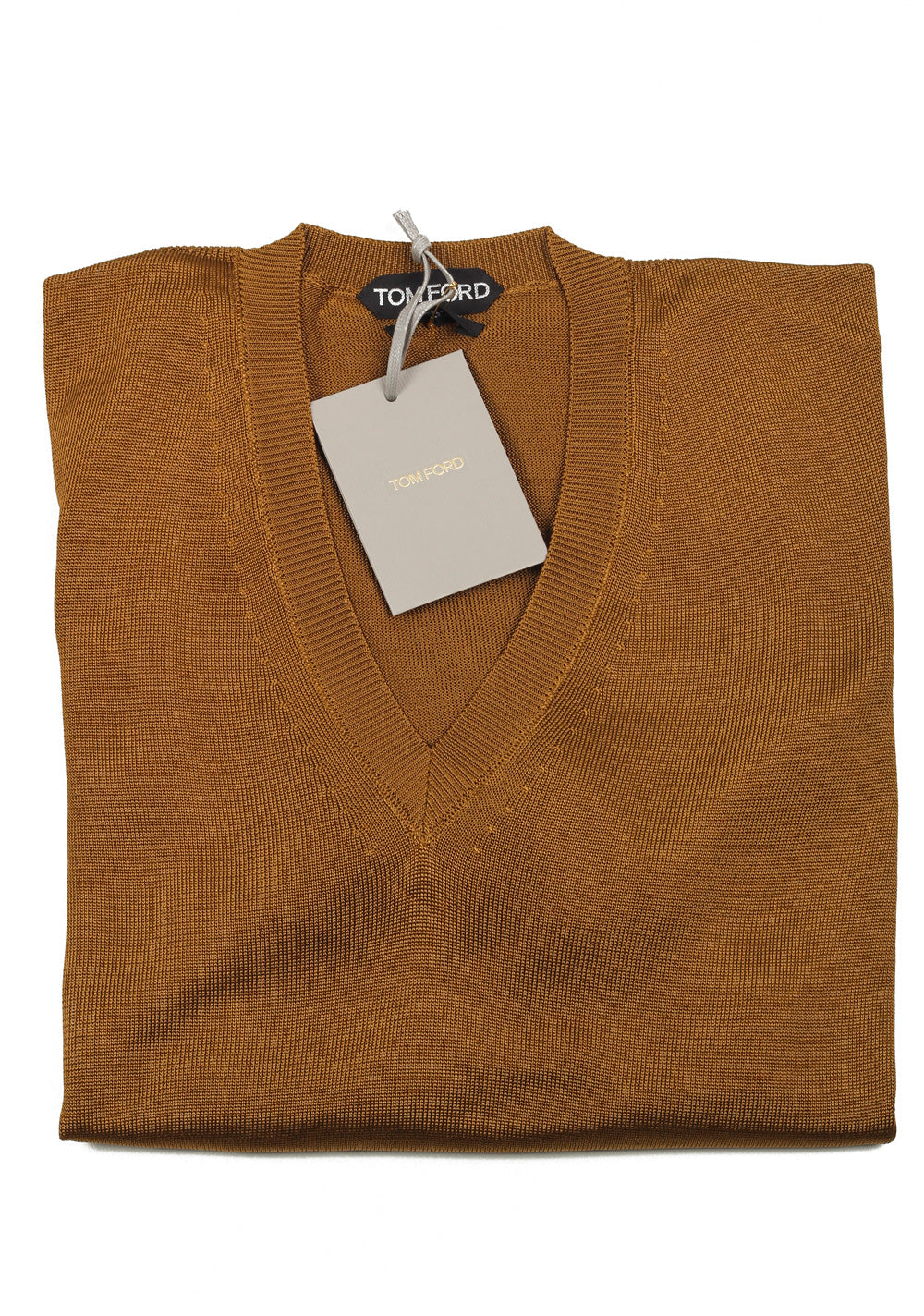 TOM FORD Brown V Neck Sweater Size 48 / 38R U.S. In Viscose