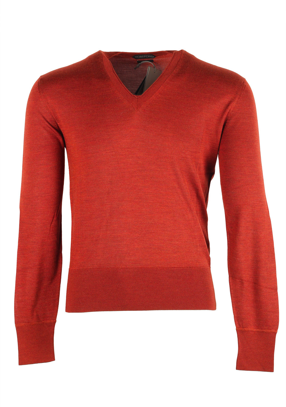 TOM FORD Copper V Neck Sweater Size 48 / 38R U.S. In Silk