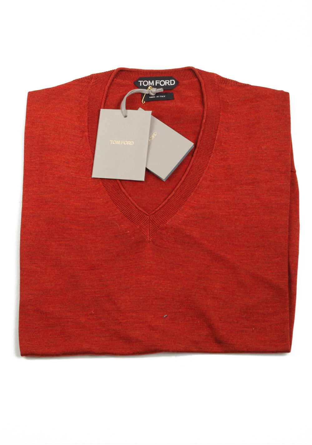 TOM FORD Copper V Neck Sweater Size 48 / 38R U.S. In Silk