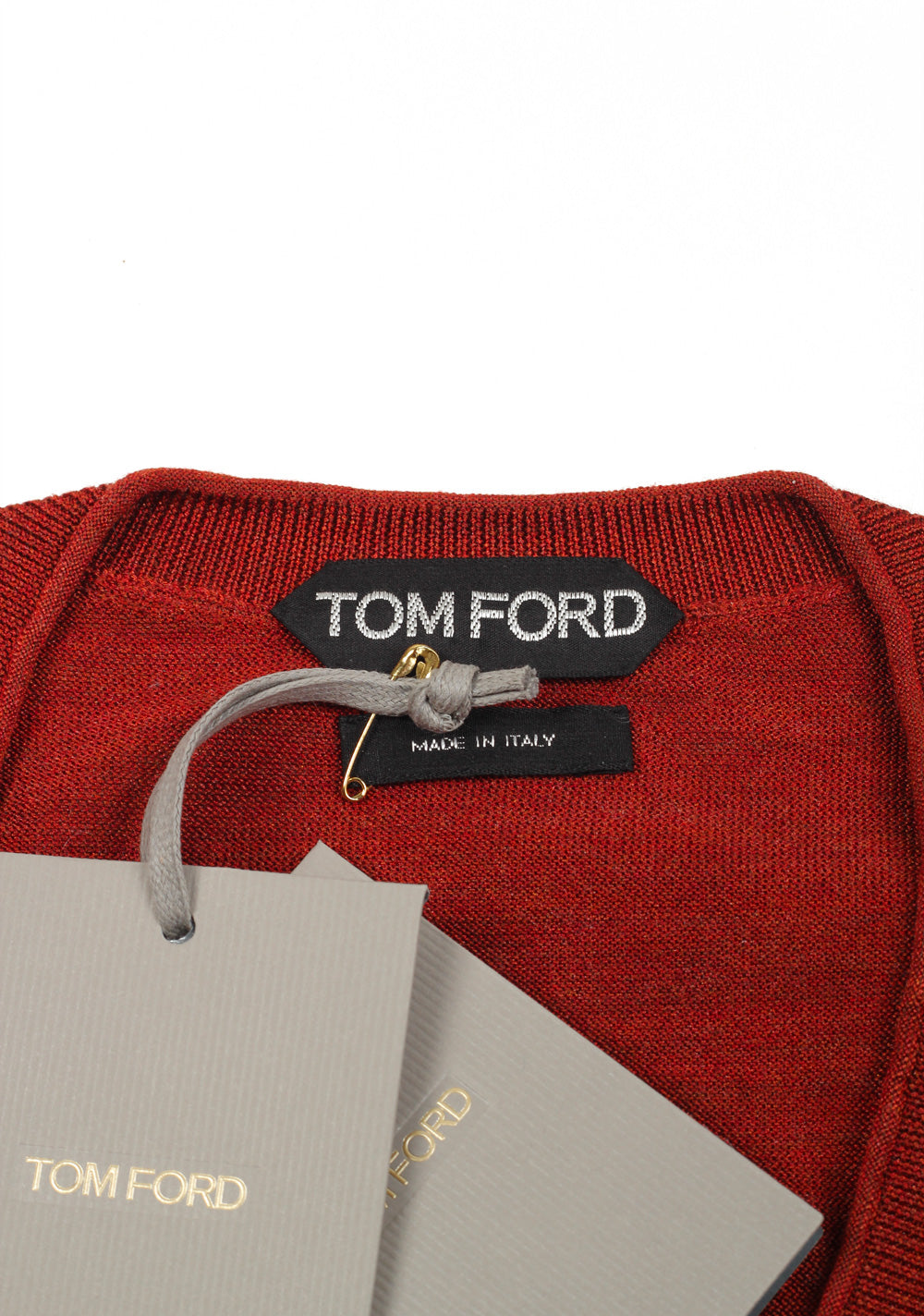 TOM FORD Copper V Neck Sweater Size 48 / 38R U.S. In Silk