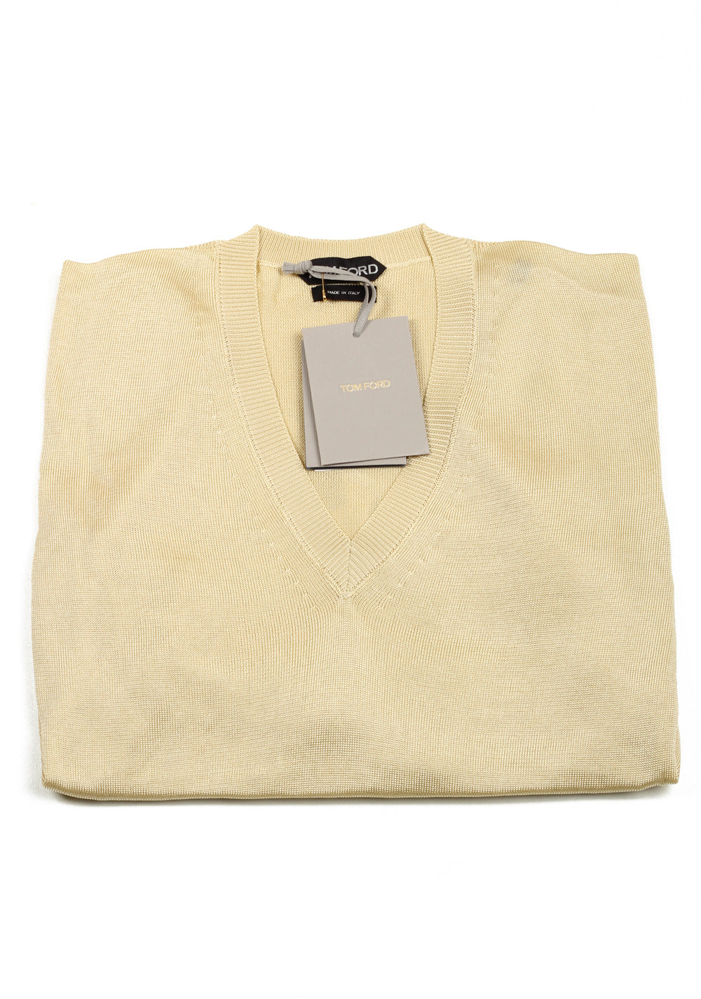 TOM FORD Yellow V Neck Sweater Size 48 / 38R U.S. In Viscose