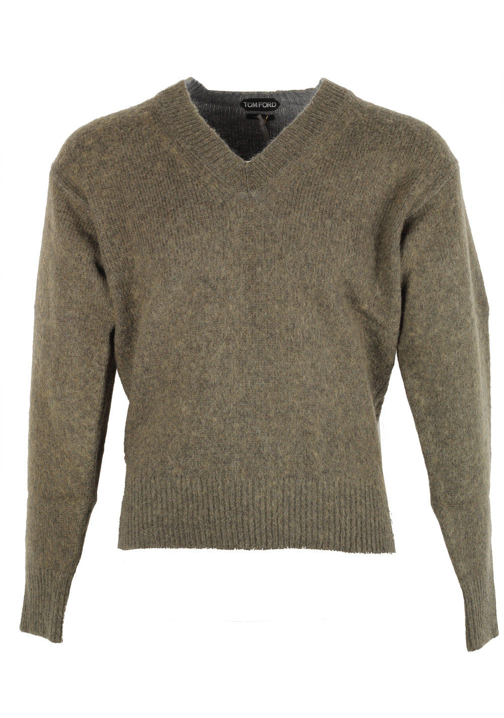 TOM FORD Grayish Green V Neck Sweater Size 48 / 38R U.S. In Wool Mohair Blend