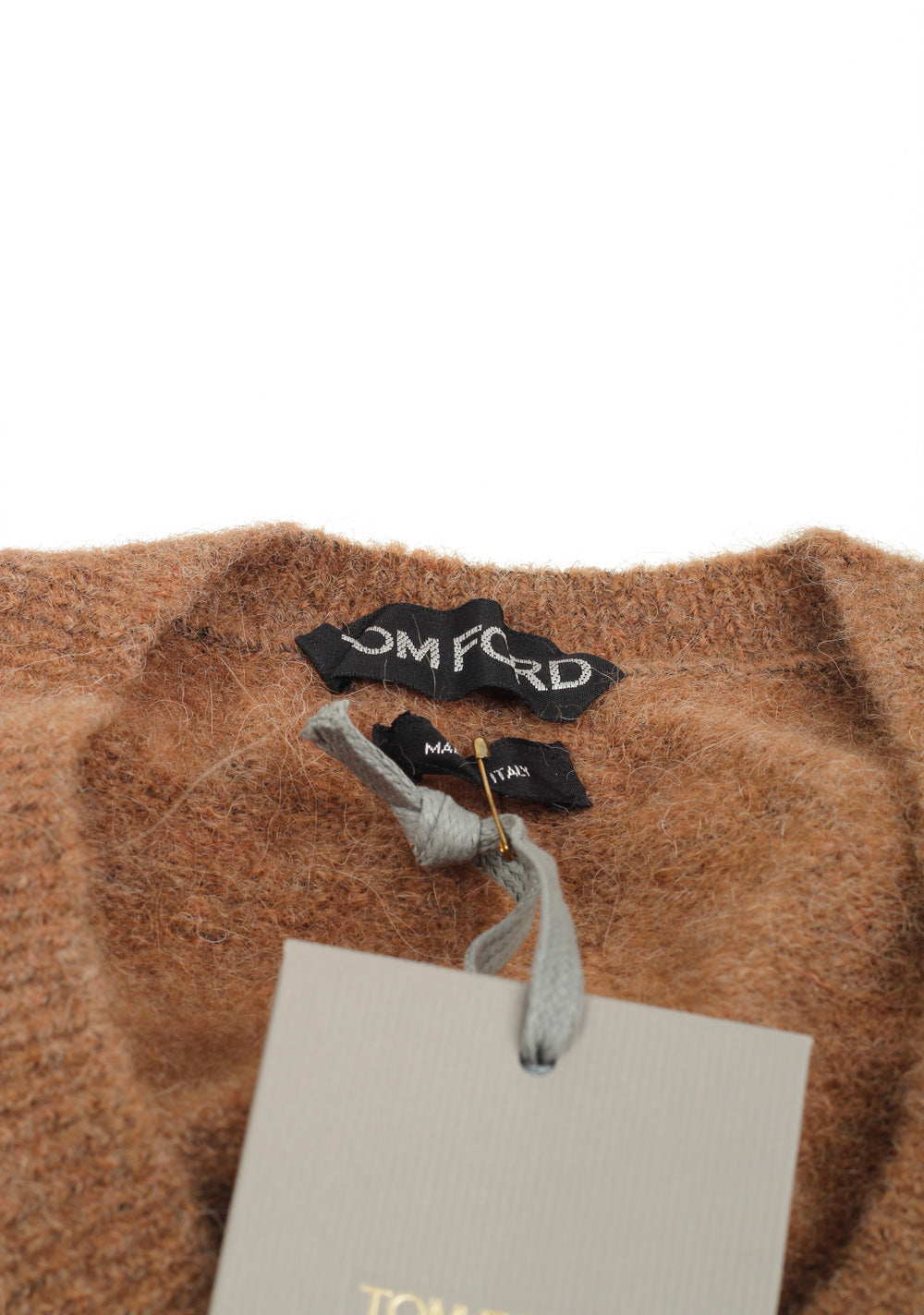 TOM FORD Brown V Neck Sweater Size 48 / 38R U.S. In Alpaca Blend
