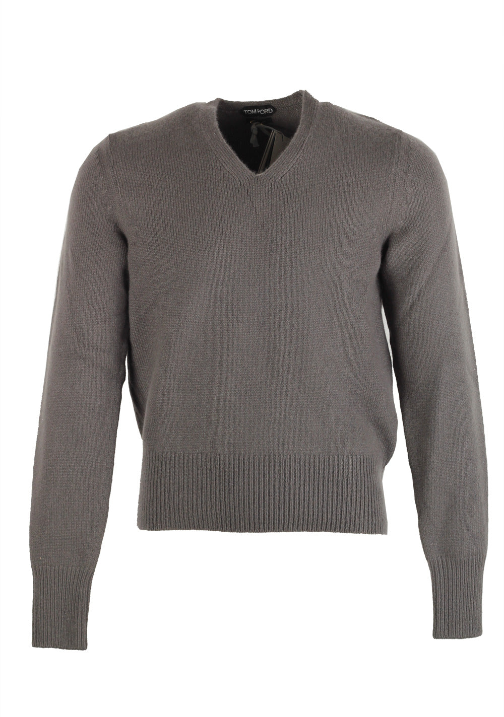 TOM FORD Gray V Neck Sweater Size 48 / 38R U.S. In Cashmere Mohair