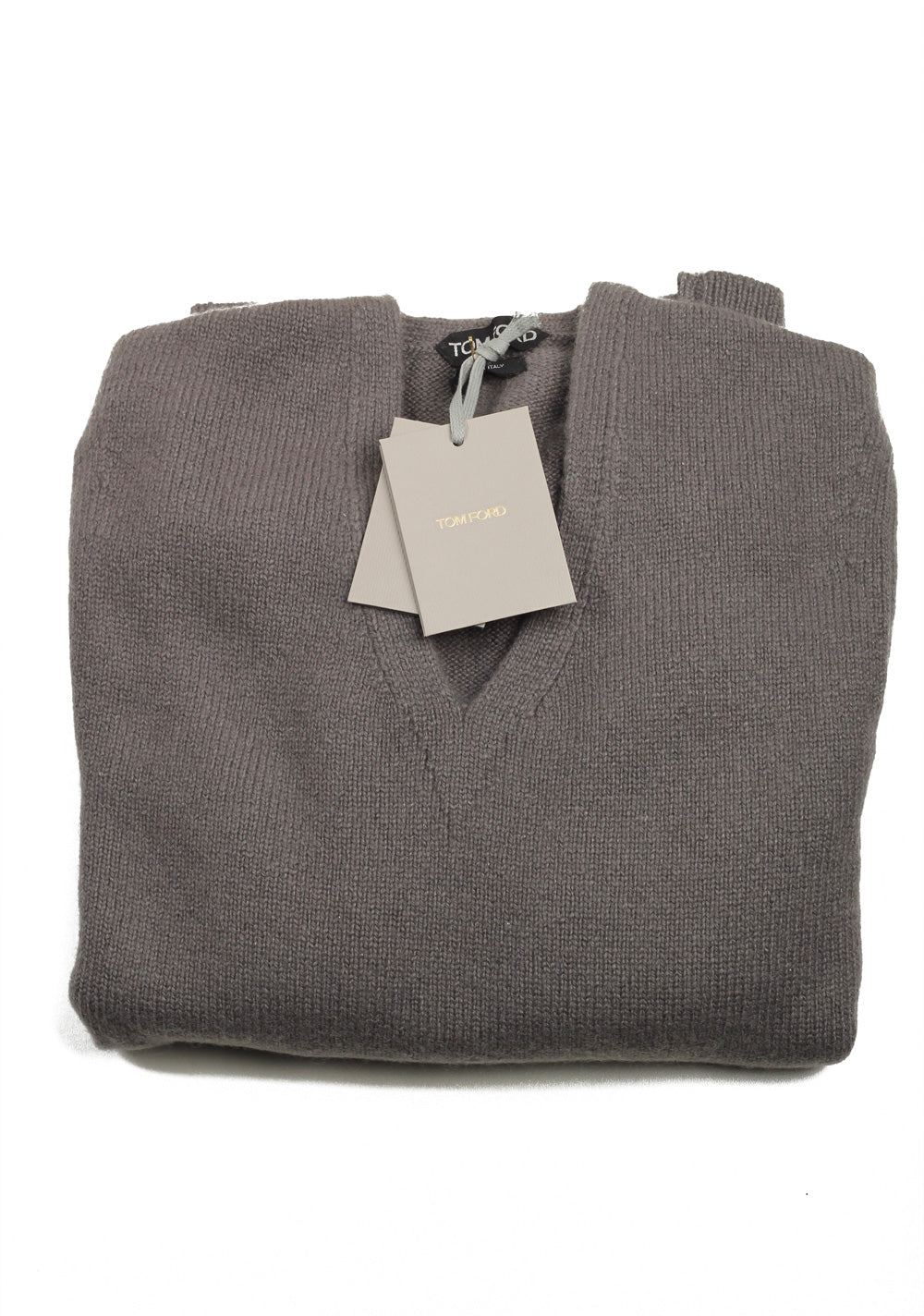 TOM FORD Gray V Neck Sweater Size 48 / 38R U.S. In Cashmere Mohair