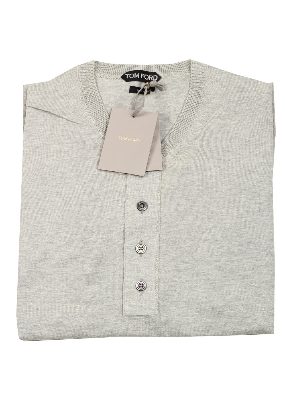 TOM FORD Gray Long Sleeve Henley Sweater Size 48 / 38R U.S. In Cotton