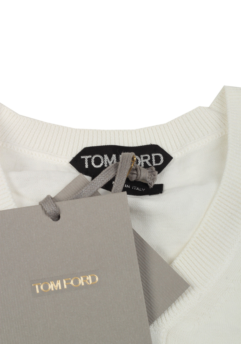 TOM FORD White Long Sleeve Henley Sweater Size 48 / 38R U.S. In Cotton