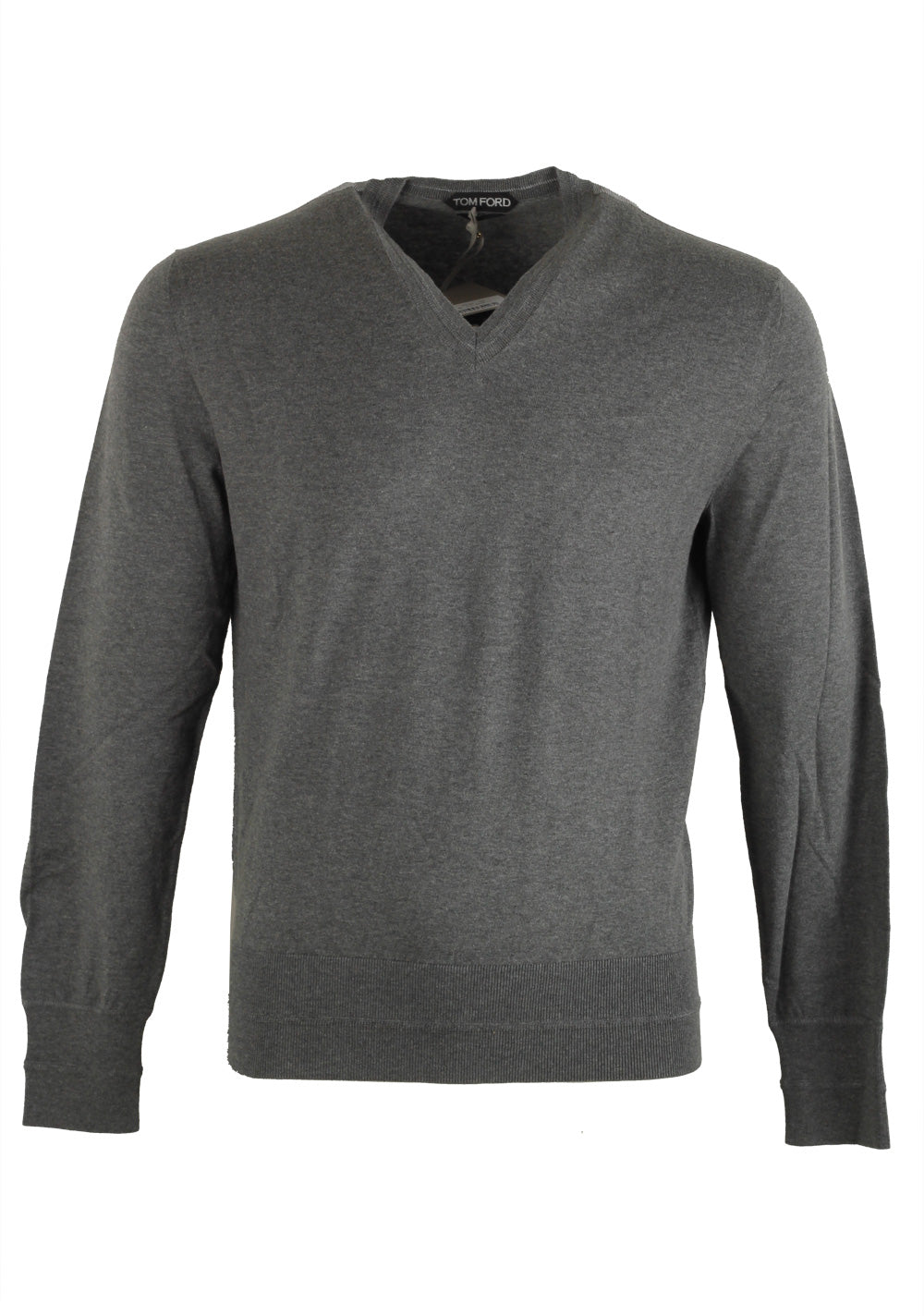 TOM FORD Gray V Neck Sweater Size 48 / 38R U.S. In Silk Blend