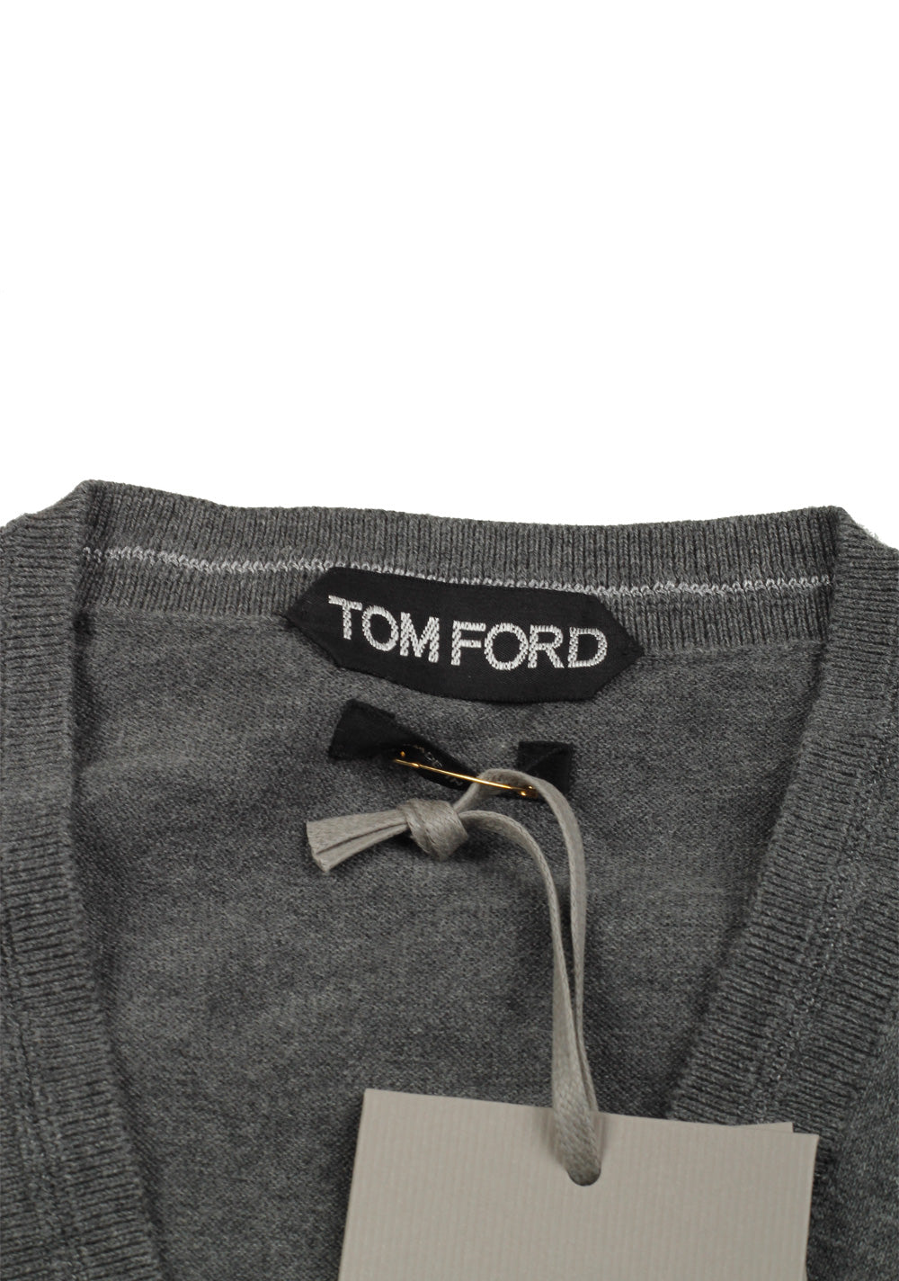 TOM FORD Gray V Neck Sweater Size 48 / 38R U.S. In Silk Blend