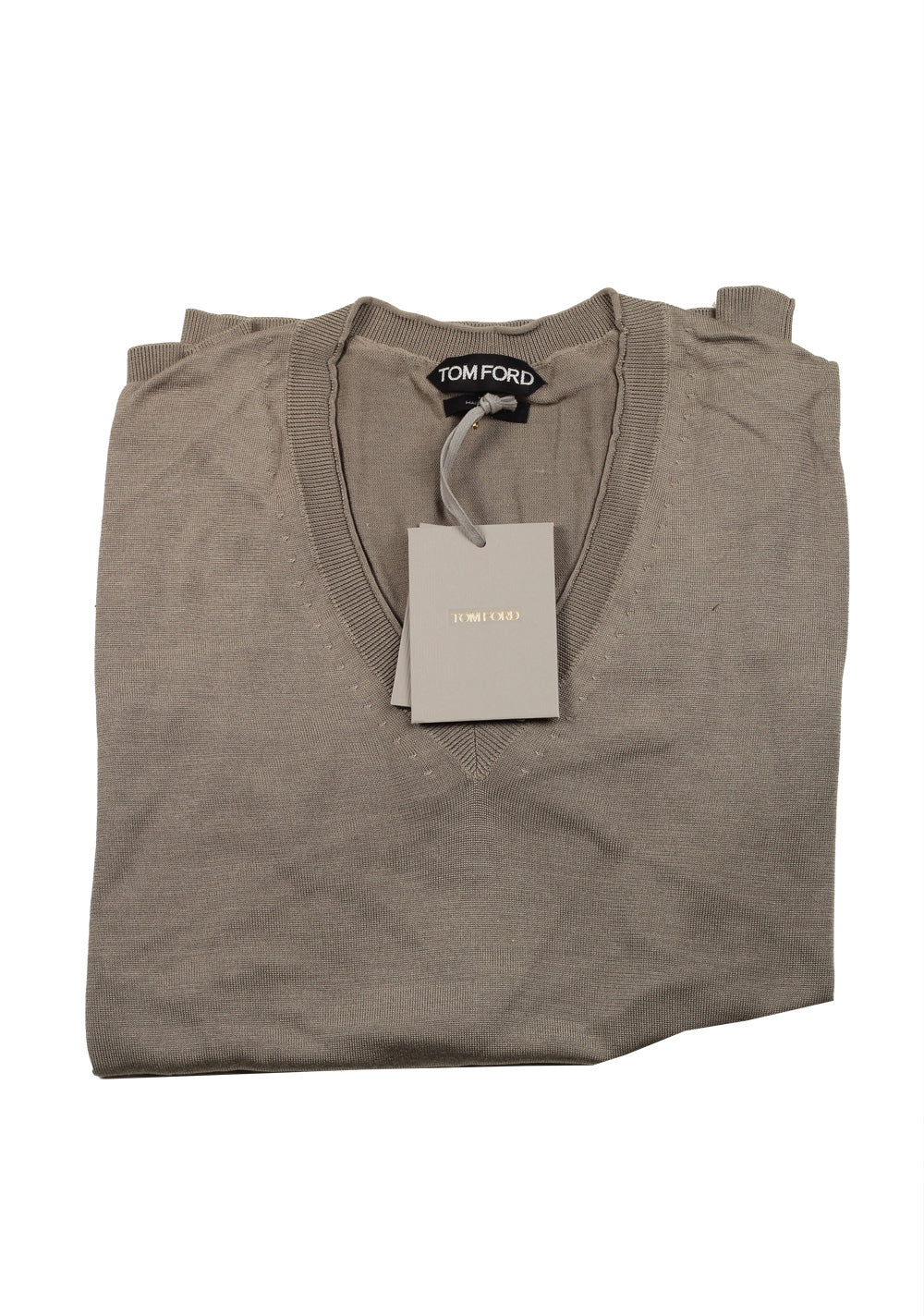 TOM FORD Beige V Neck Sweater Size 48 / 38R U.S. In Silk