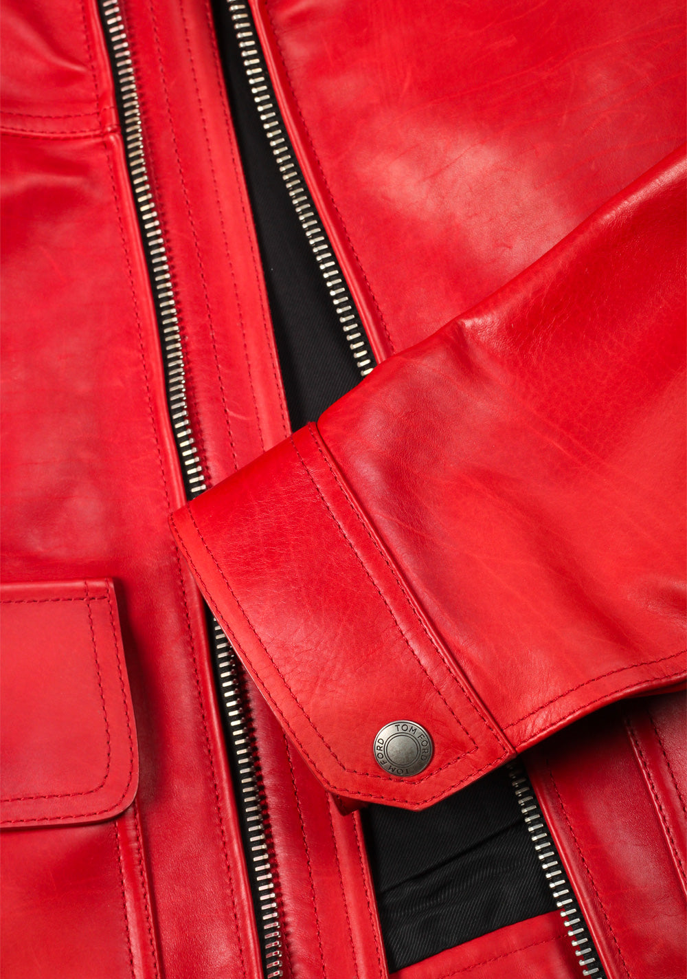TOM FORD Red Leather Jacket Coat Size 48 / 38R U.S. Outerwear