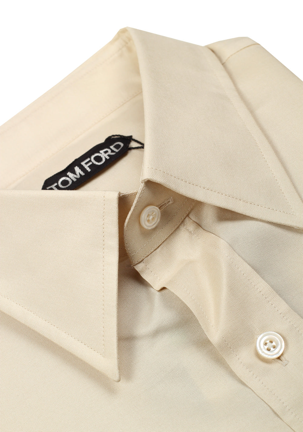 TOM FORD Solid Beige Silk Dress Shirt