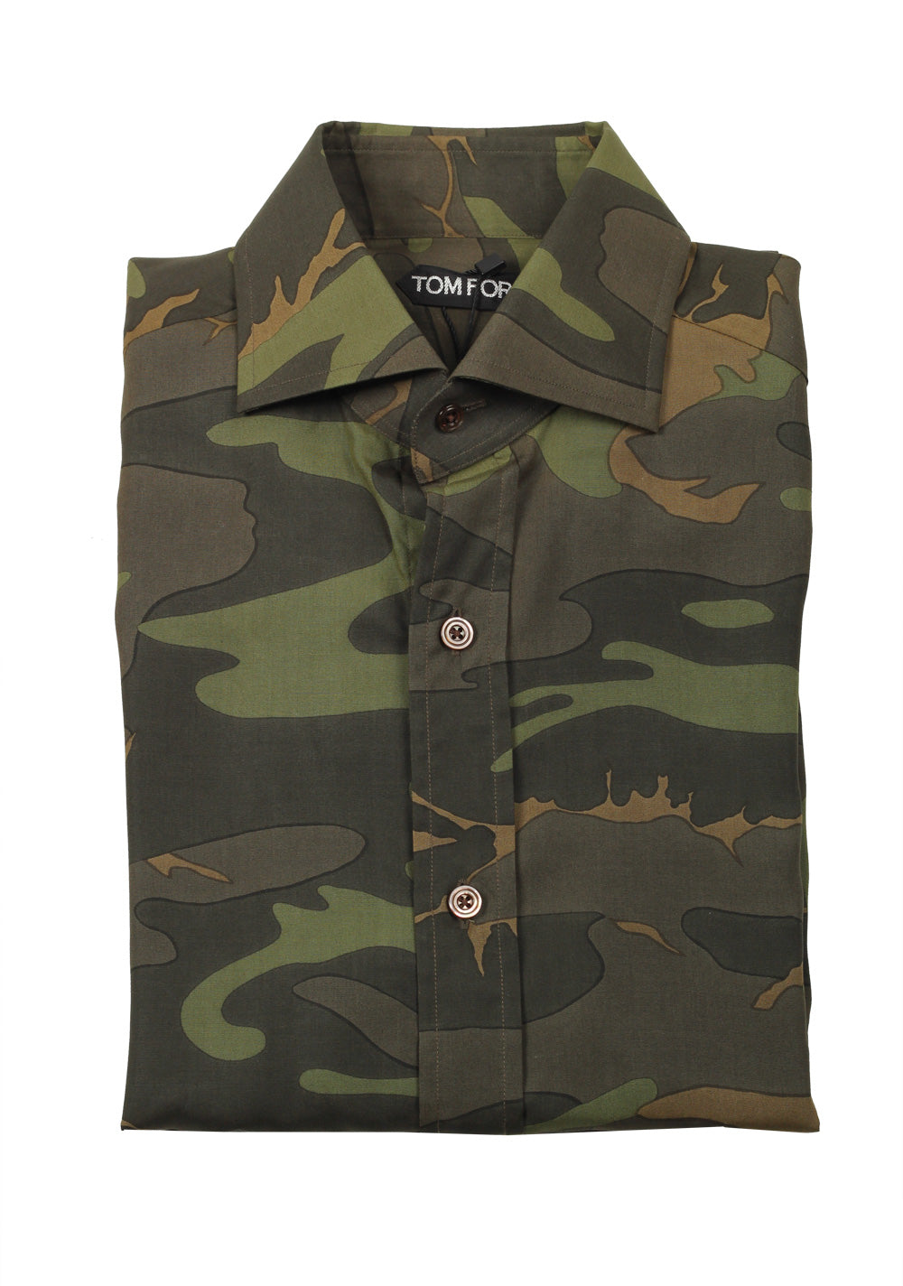 TOM FORD Signature Camouflage Green Dress Shirt