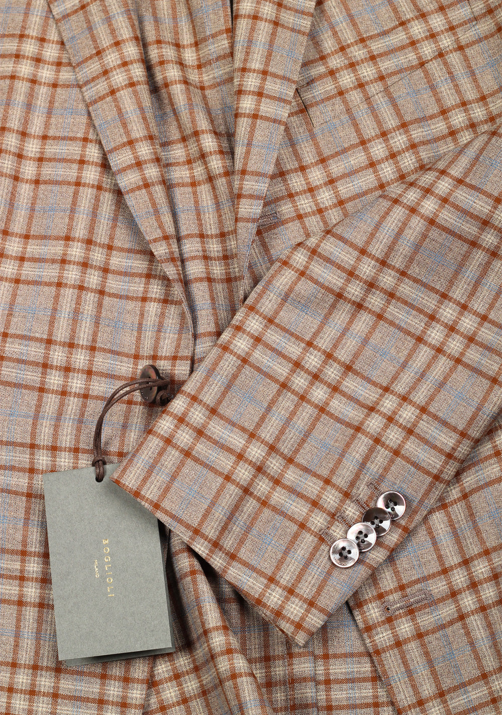 Boglioli K Jacket Brown Checked Suit Size 48 / 38R U.S.