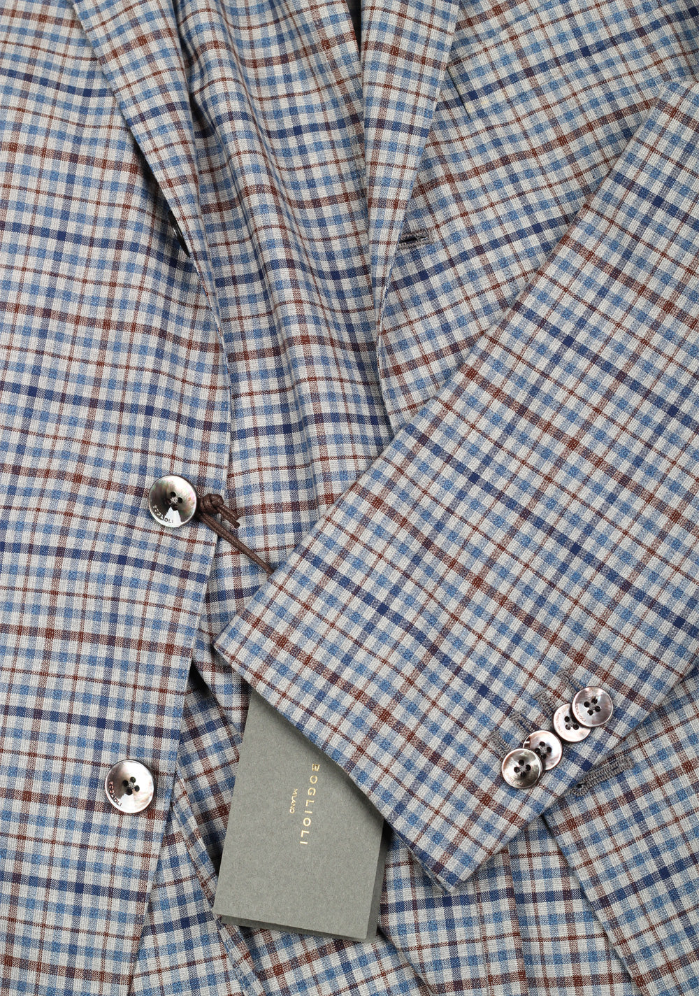 Boglioli K Jacket Blue Checked Suit Size 48 / 38R U.S.