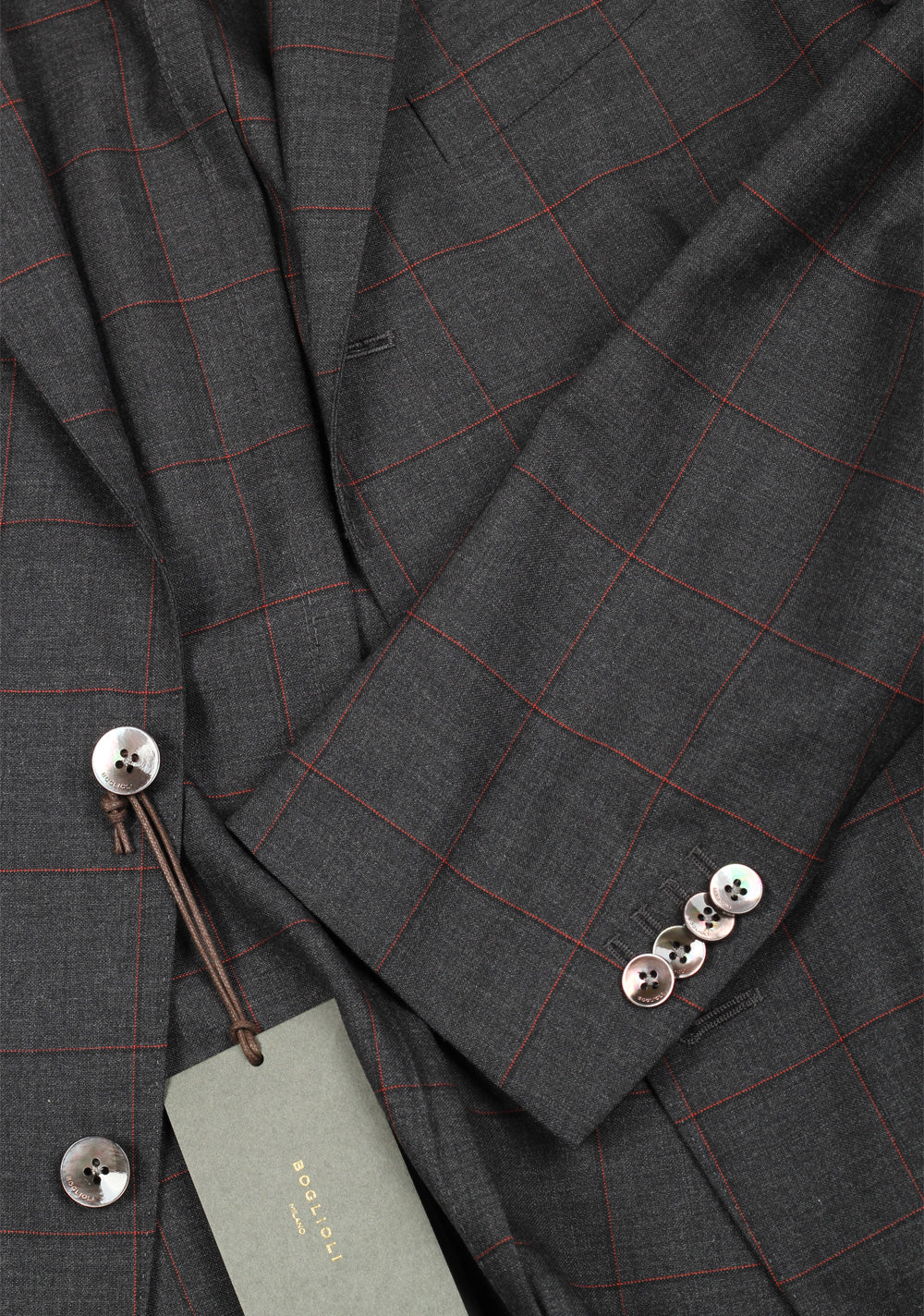 Boglioli K Jacket Gray Checked Suit Size 48 / 38R U.S.