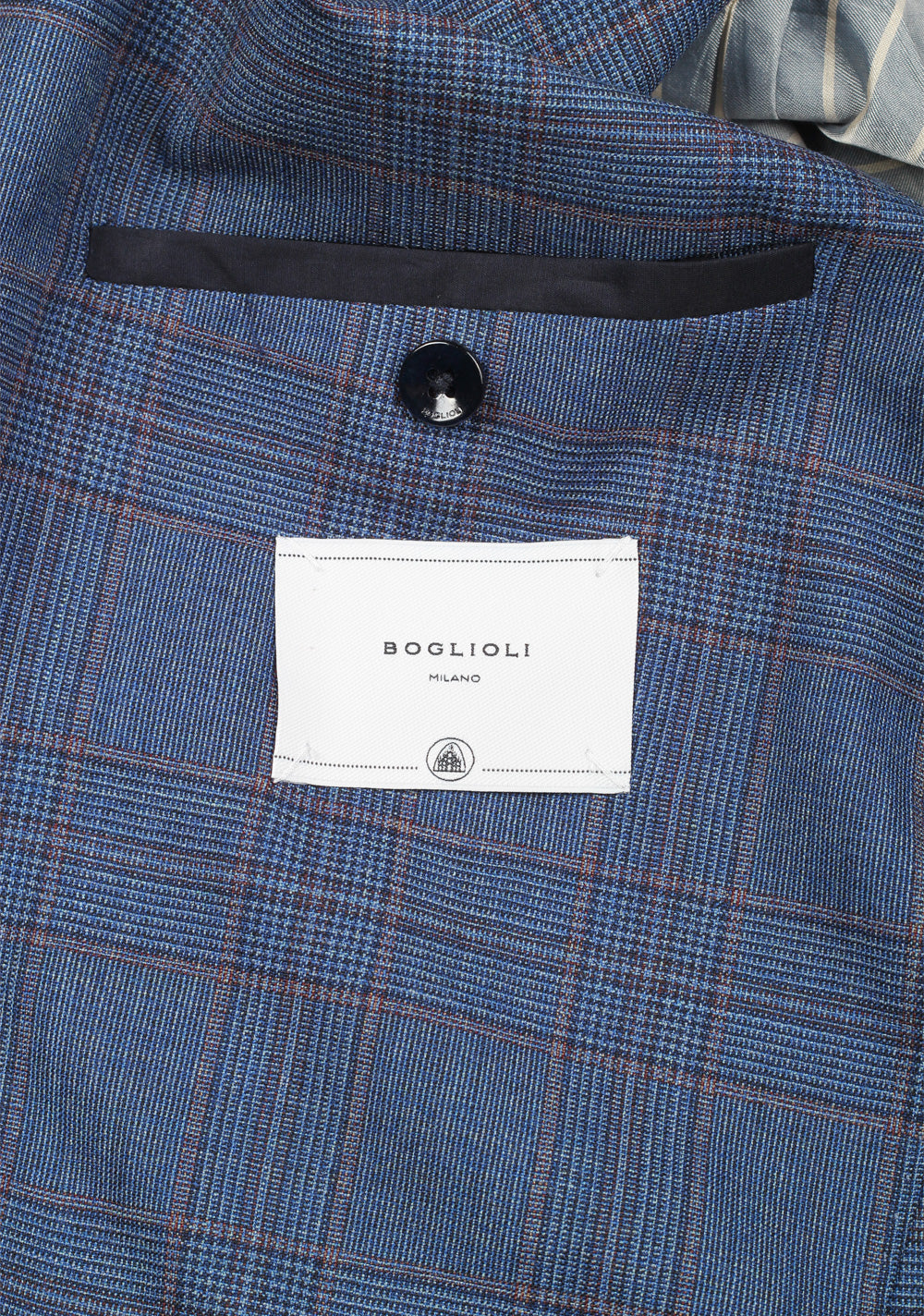 Boglioli K Jacket Blue Checked Suit Size 52 / 42R U.S.