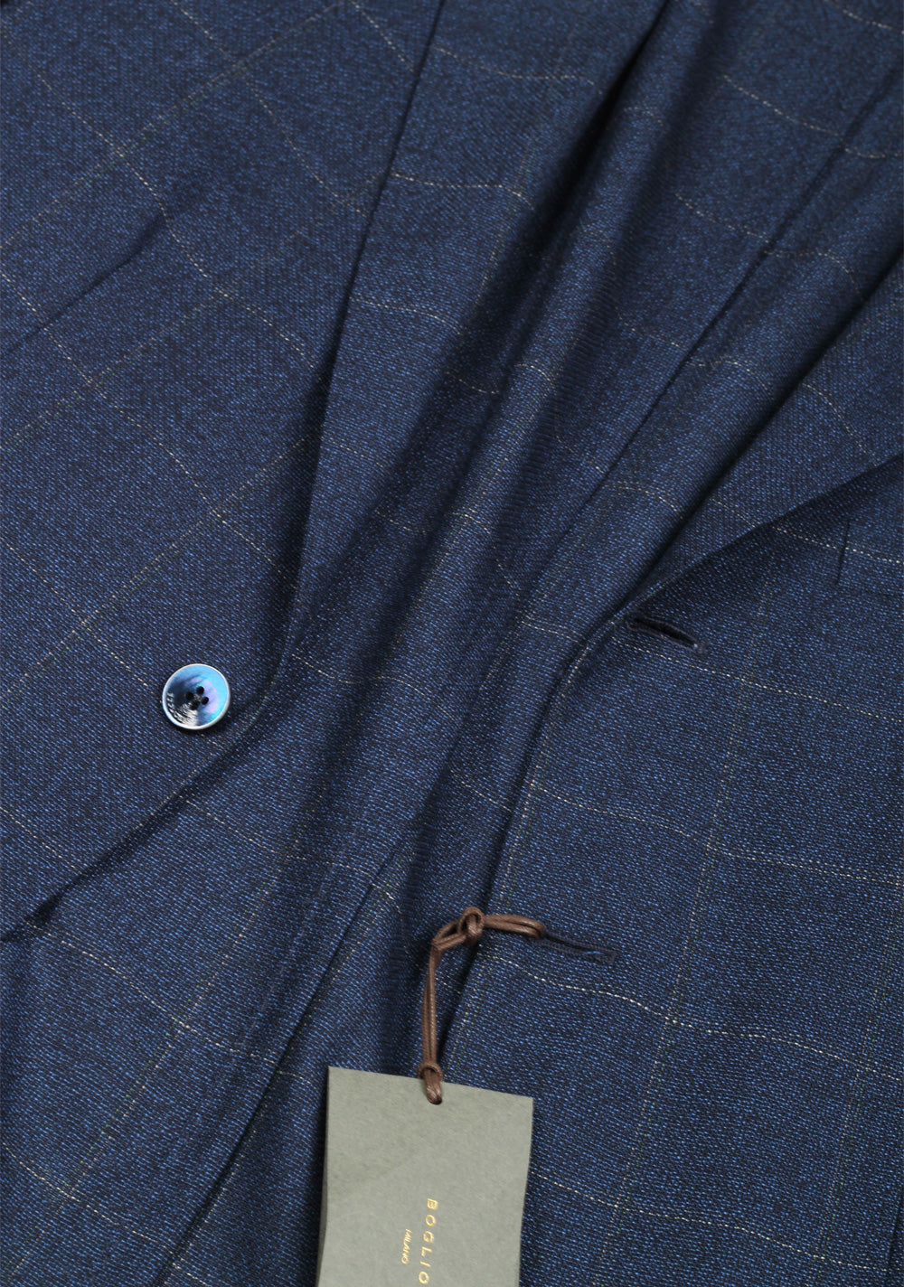 Boglioli K Jacket Blue Checked Suit Size 48 / 38R U.S.