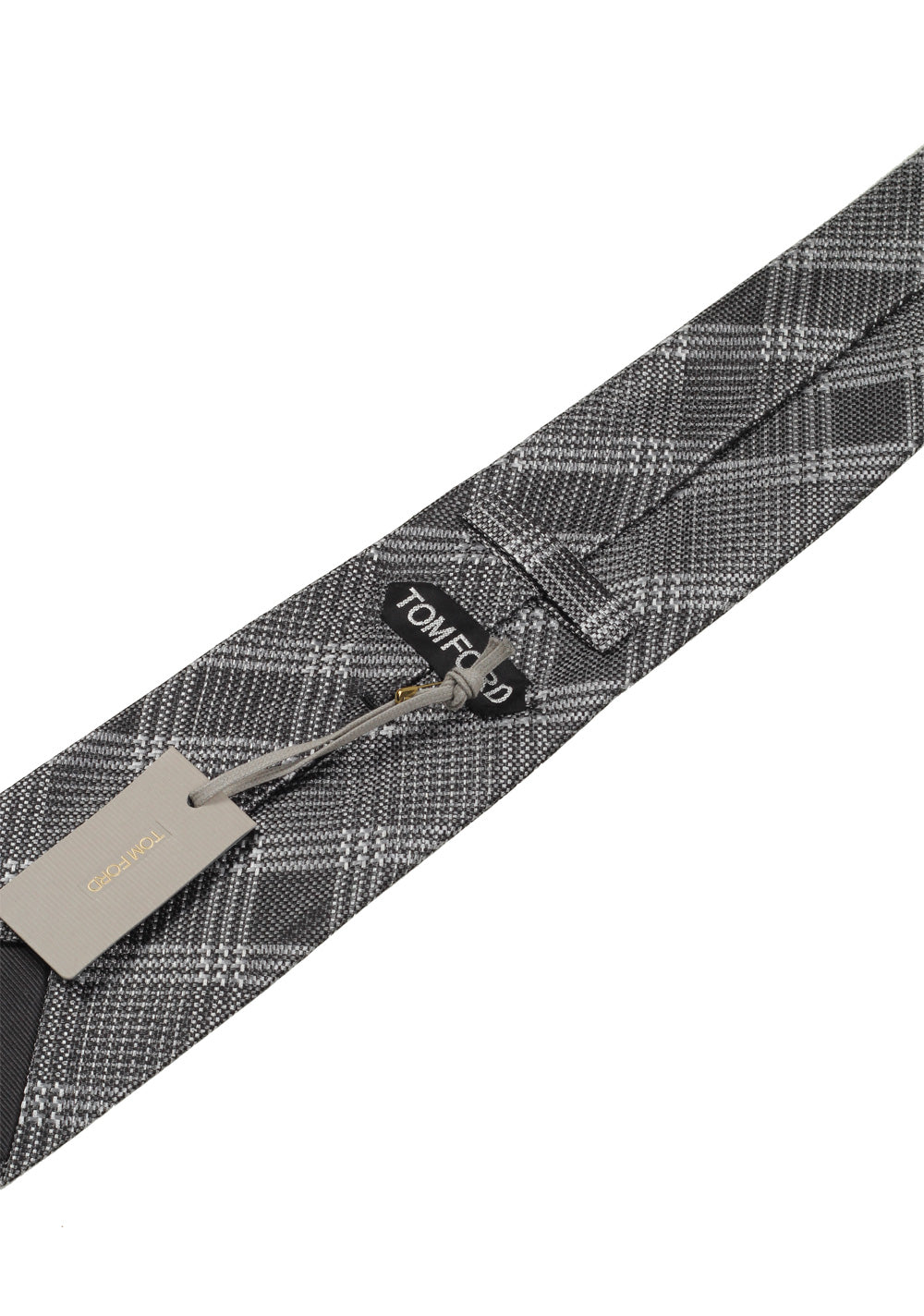 TOM FORD Checked Gray Tie In Silk
