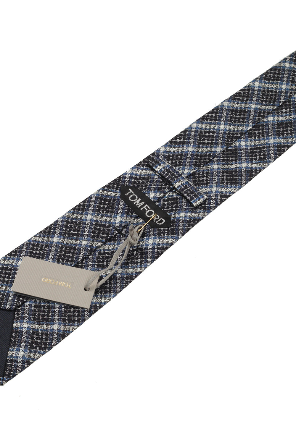 TOM FORD Checked Blue Black White Tie In Silk
