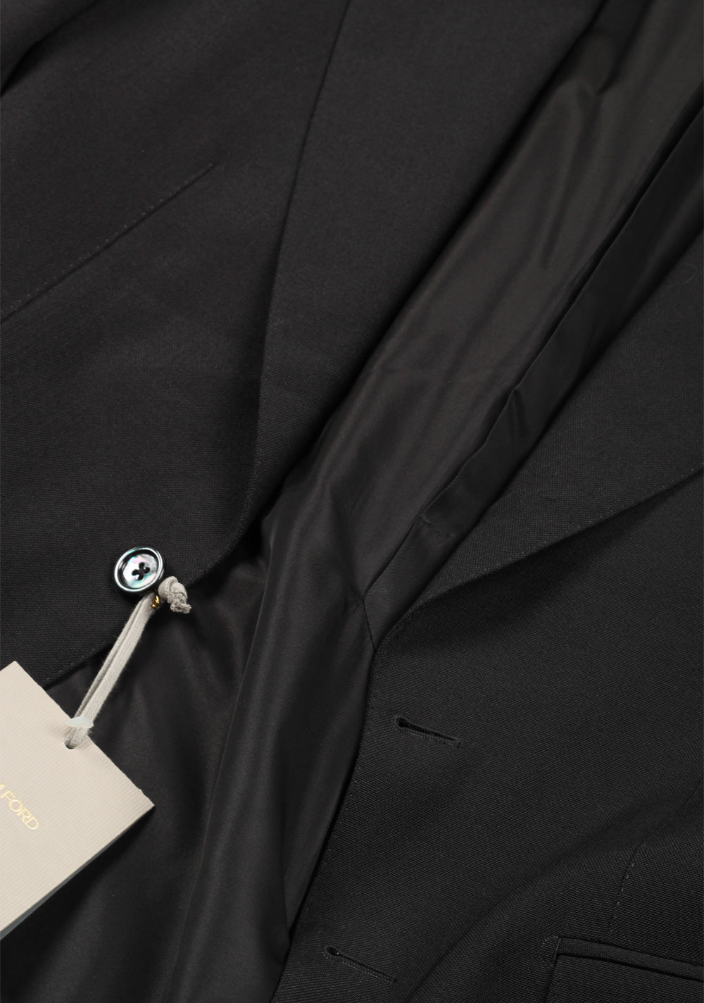 TOM FORD Shelton Solid Black Suit Size 44 / 34R U.S. In Mohair