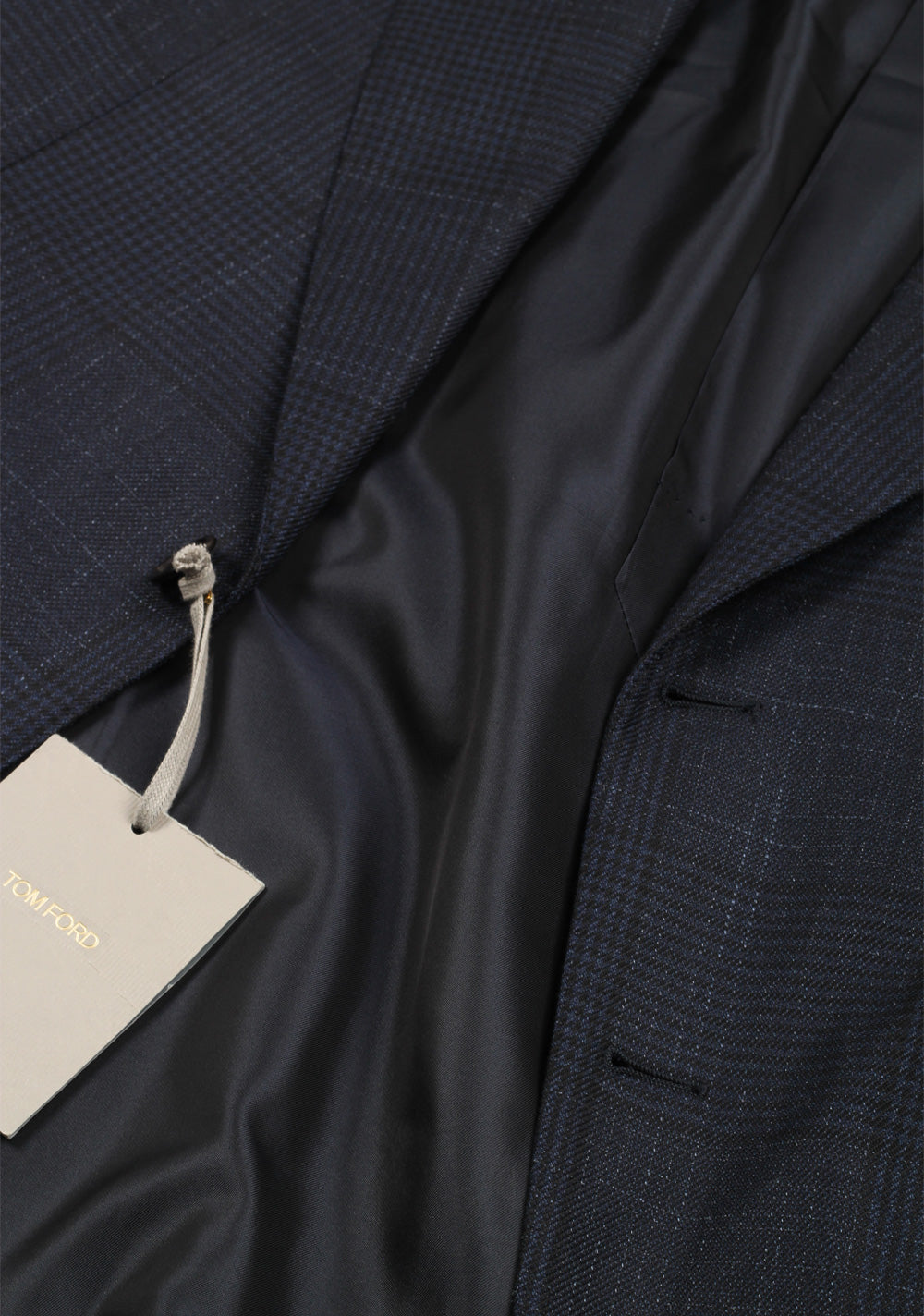 TOM FORD Shelton Blue Checked Suit Size 52 / 42R U.S. In Wool Silk