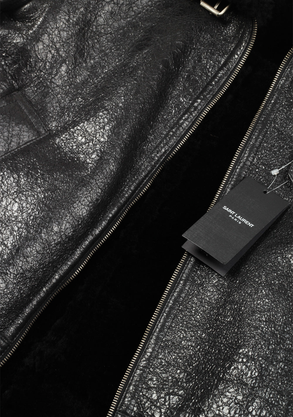 Saint Laurent Paris Black Shearling Leather Jacket Size 50 / 40R U.S.