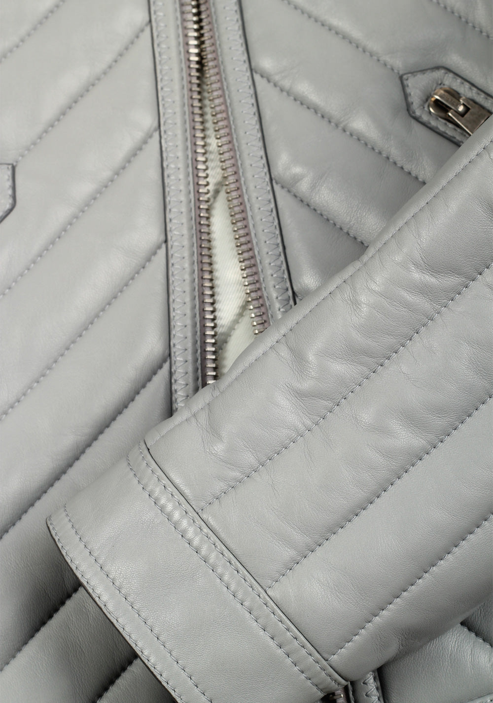 TOM FORD Gray Padded Leather Jacket Coat Size 48 / 38R U.S. Outerwear