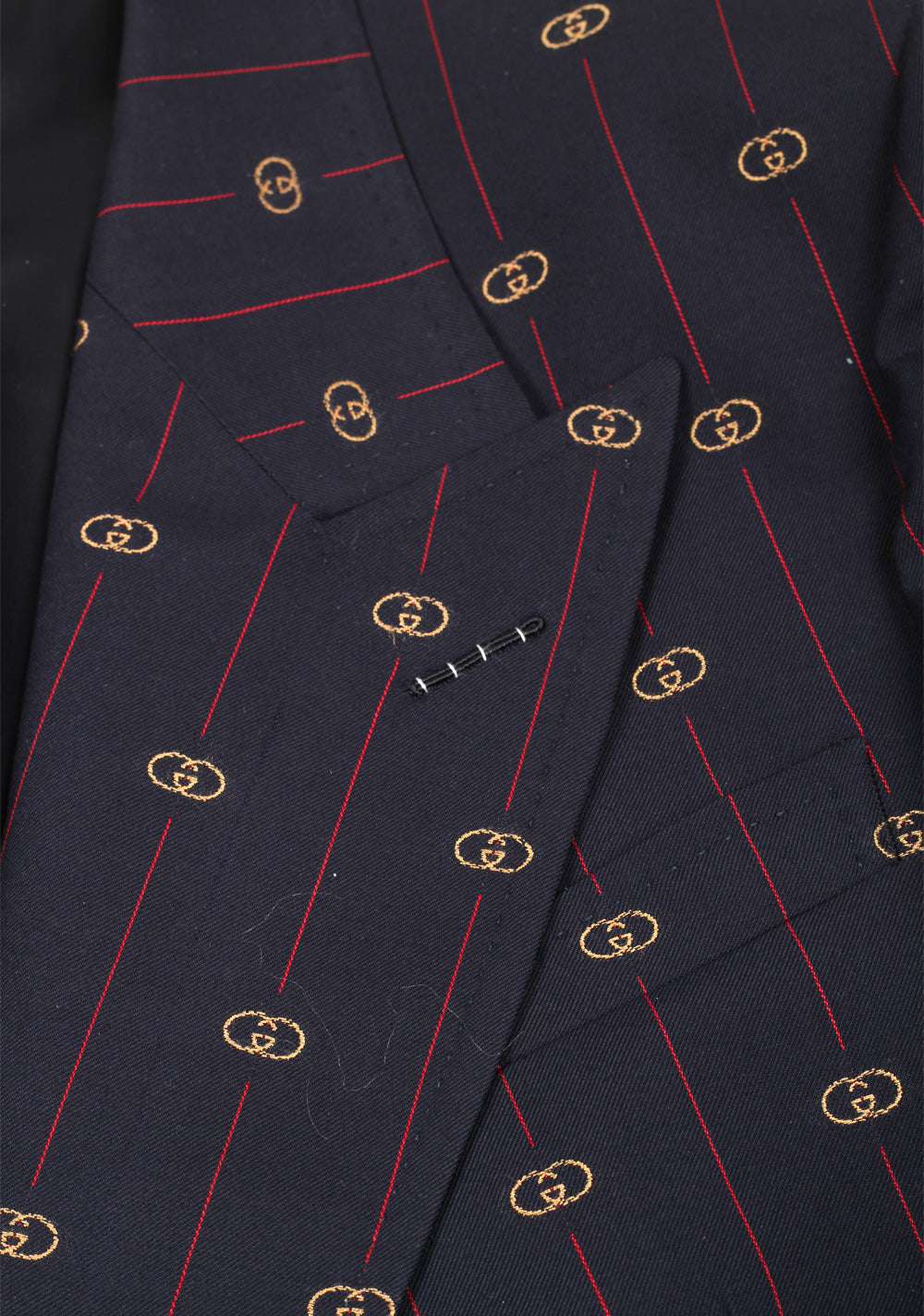 Gucci Blue Red Double Breasted GG Signature Suit