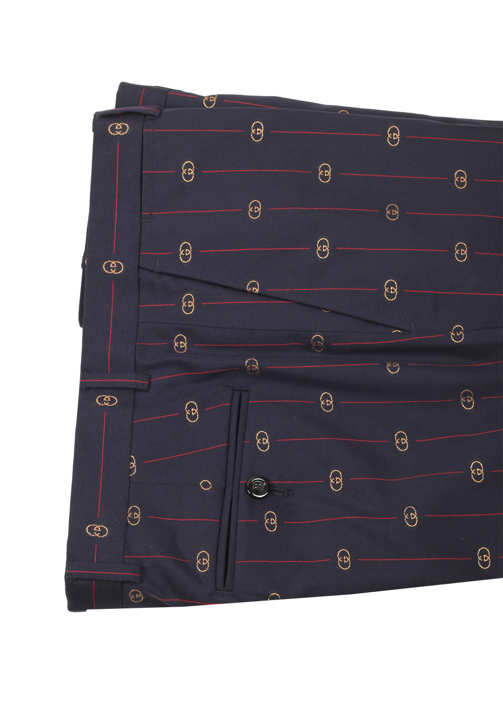 Gucci Blue Red Double Breasted GG Signature Suit