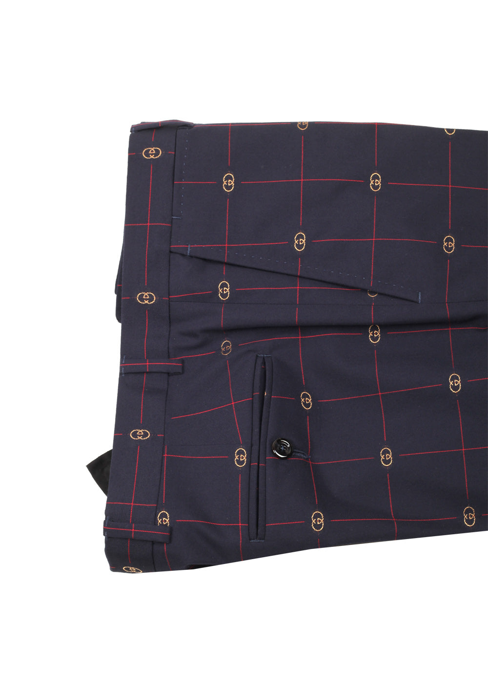 Gucci Blue Red GG Signature Suit Size 46 / 36R U.S. In Wool