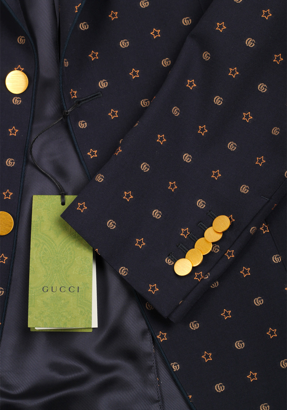 Gucci Blue GG Stars Signature Blazer Sport Coat Size 46 / 36R U.S.