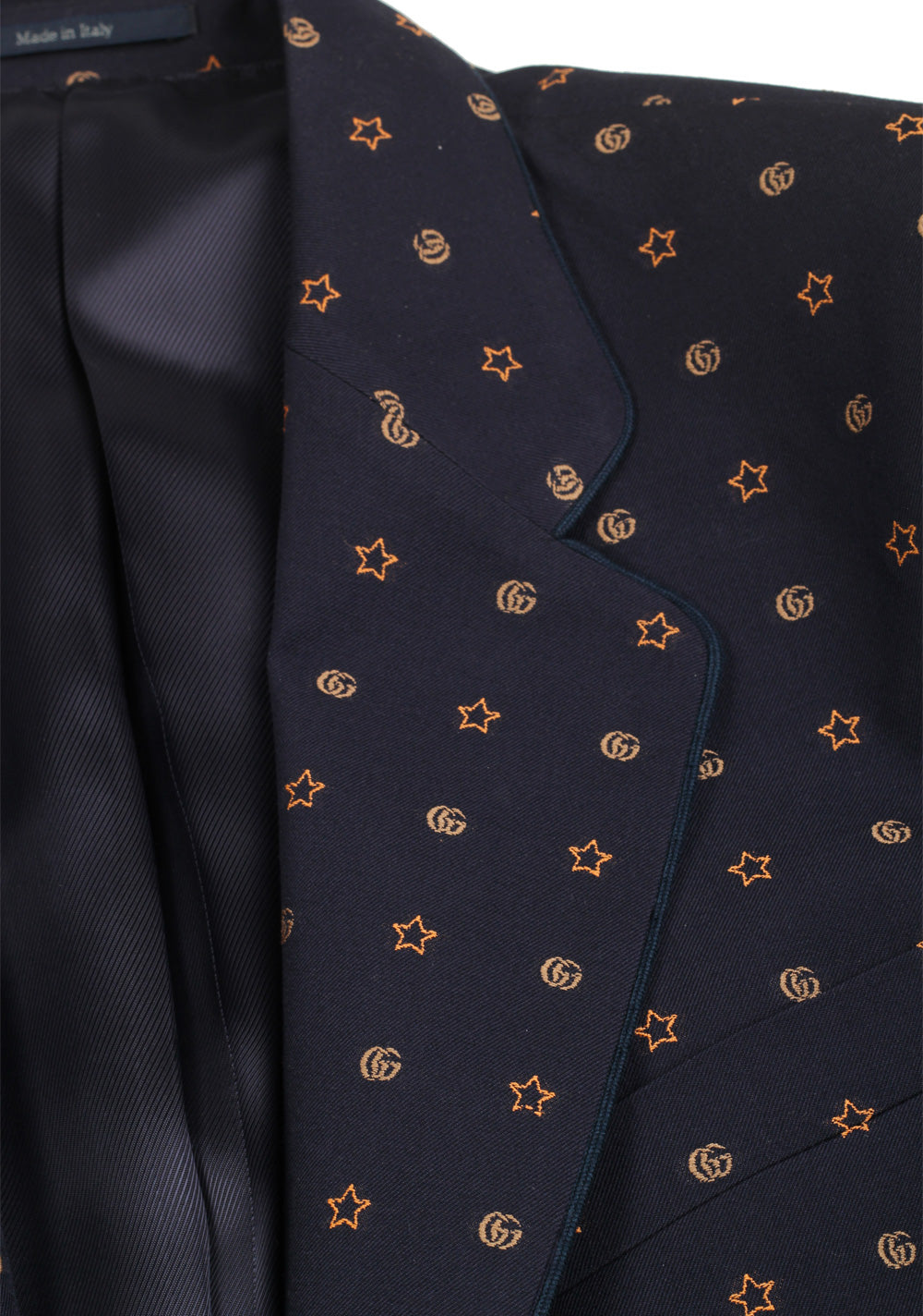 Gucci Blue GG Stars Signature Blazer Sport Coat Size 46 / 36R U.S.
