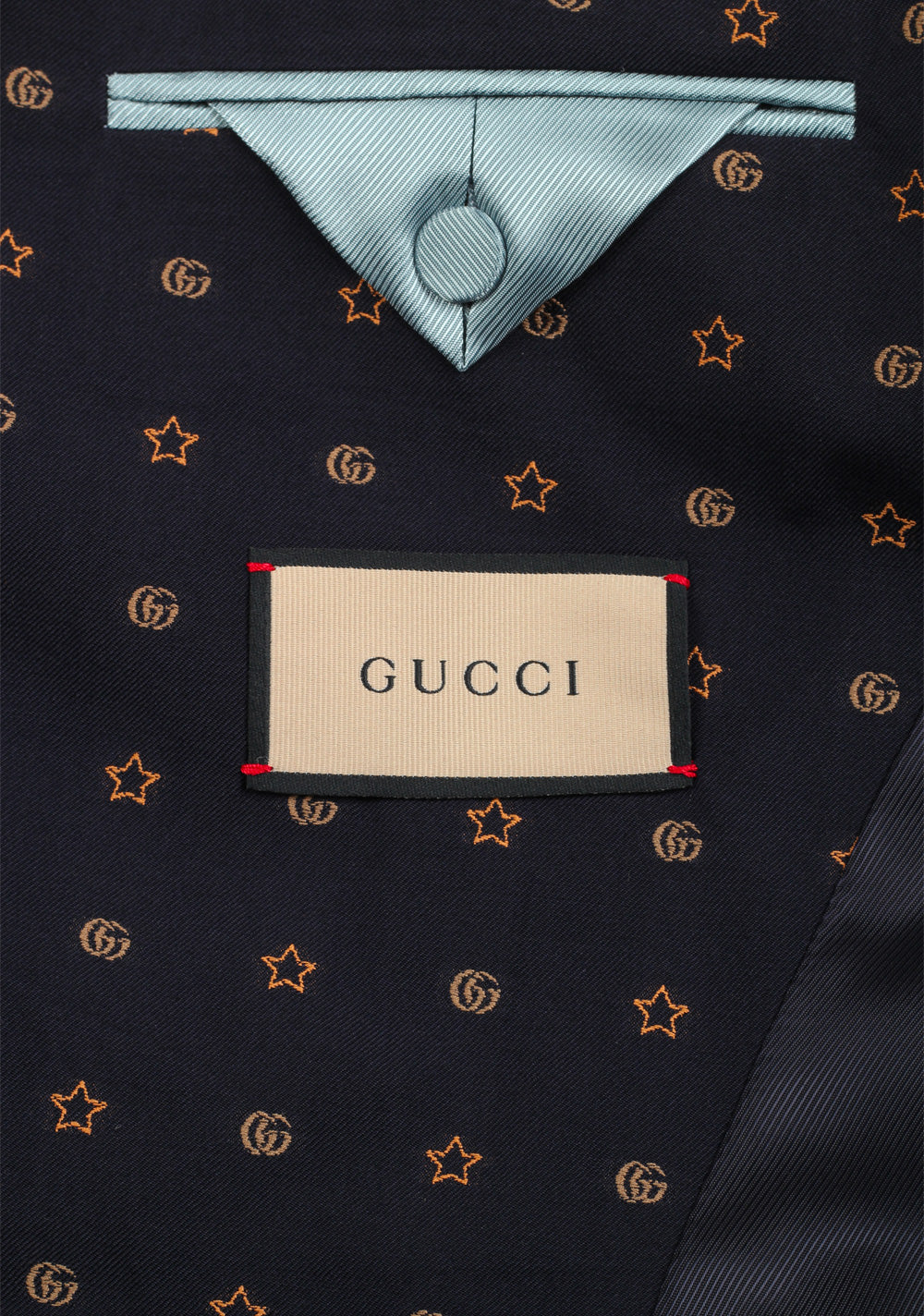Gucci Blue GG Stars Signature Blazer Sport Coat Size 46 / 36R U.S.