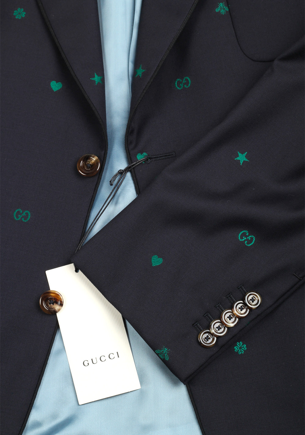 Gucci Blue GG Signature Blazer Sport Coat Size 52 / 42R U.S.