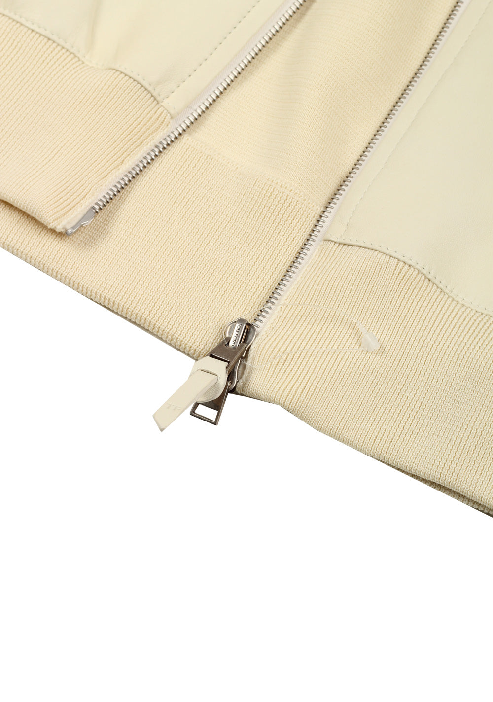 TOM FORD Off White Leather Zipper Hoody Size 50 / 40R U.S. In Wool