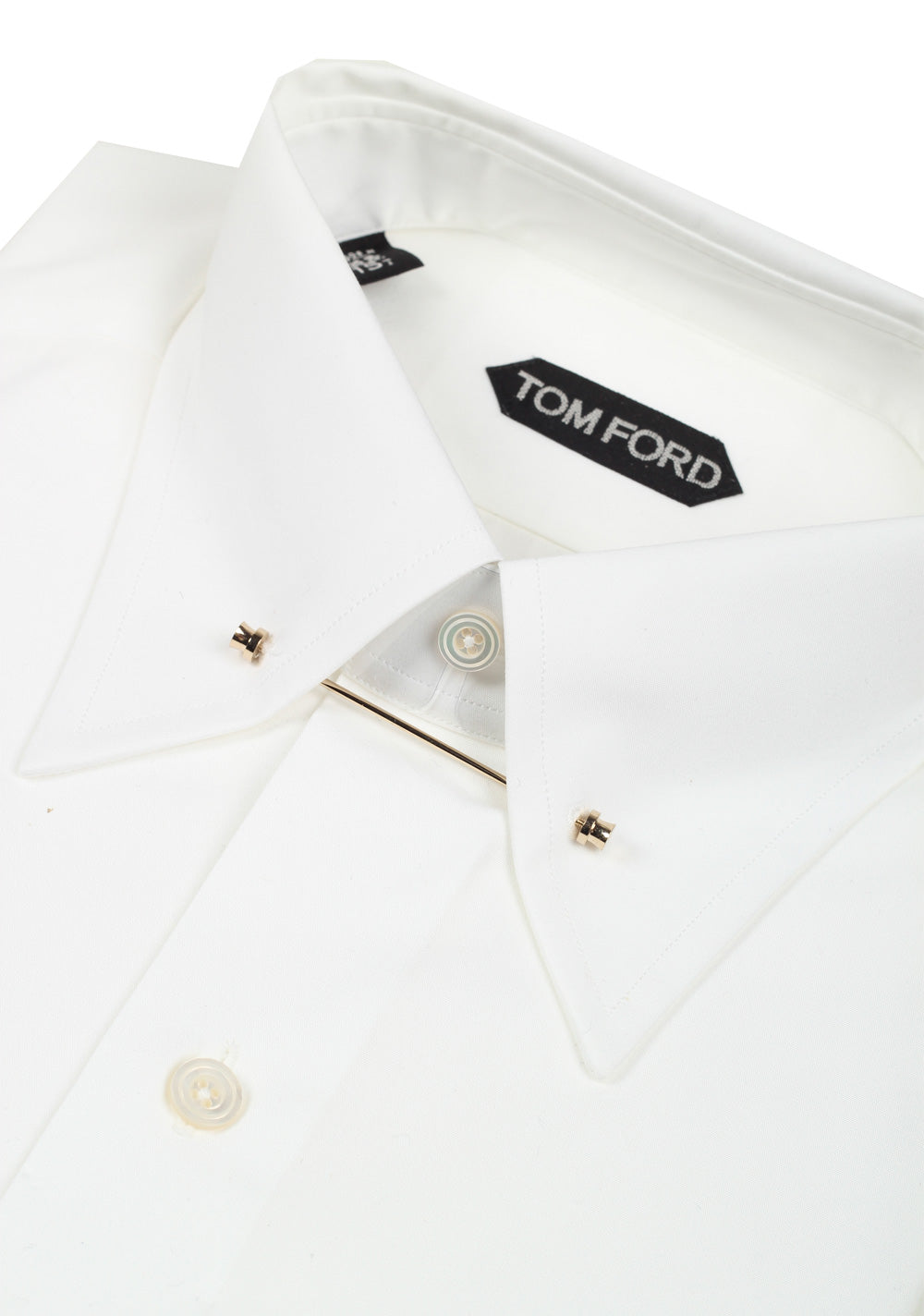TOM FORD Solid White Poplin Collar Bar Dress Shirt Size 39 / 15,5 U.S.