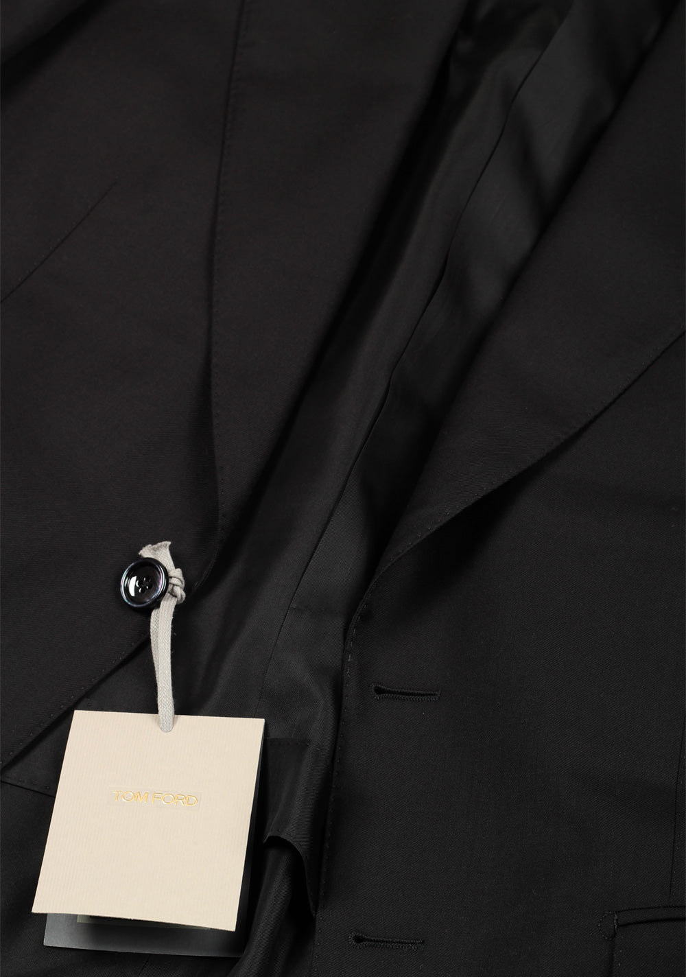 TOM FORD Shelton Solid Black Suit Size 46 / 36R U.S. In Wool