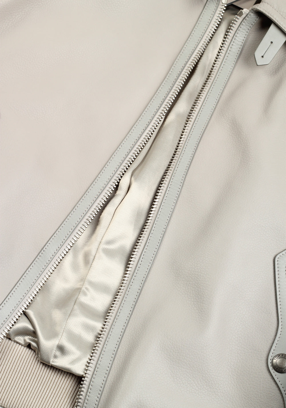TOM FORD Gray Leather Coat Jacket