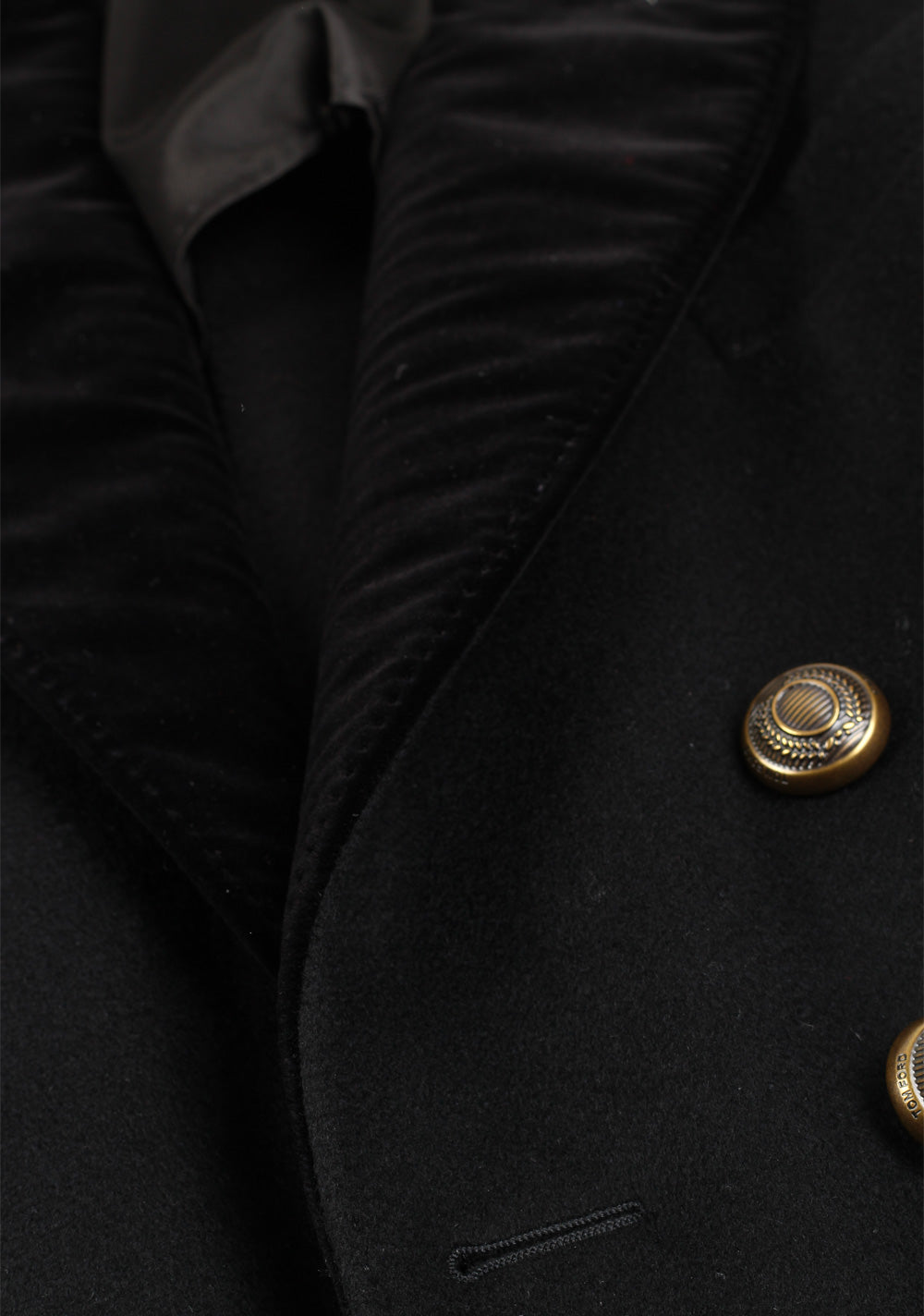 TOM FORD Black Cashmere Double Breasted Coat Size 52 / 42R U.S.