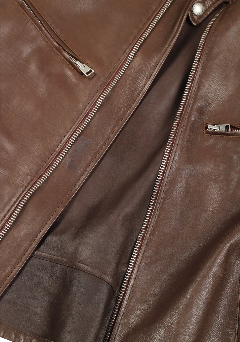 TOM FORD Brown Leather Jacket Coat Size 48 / 38R U.S.