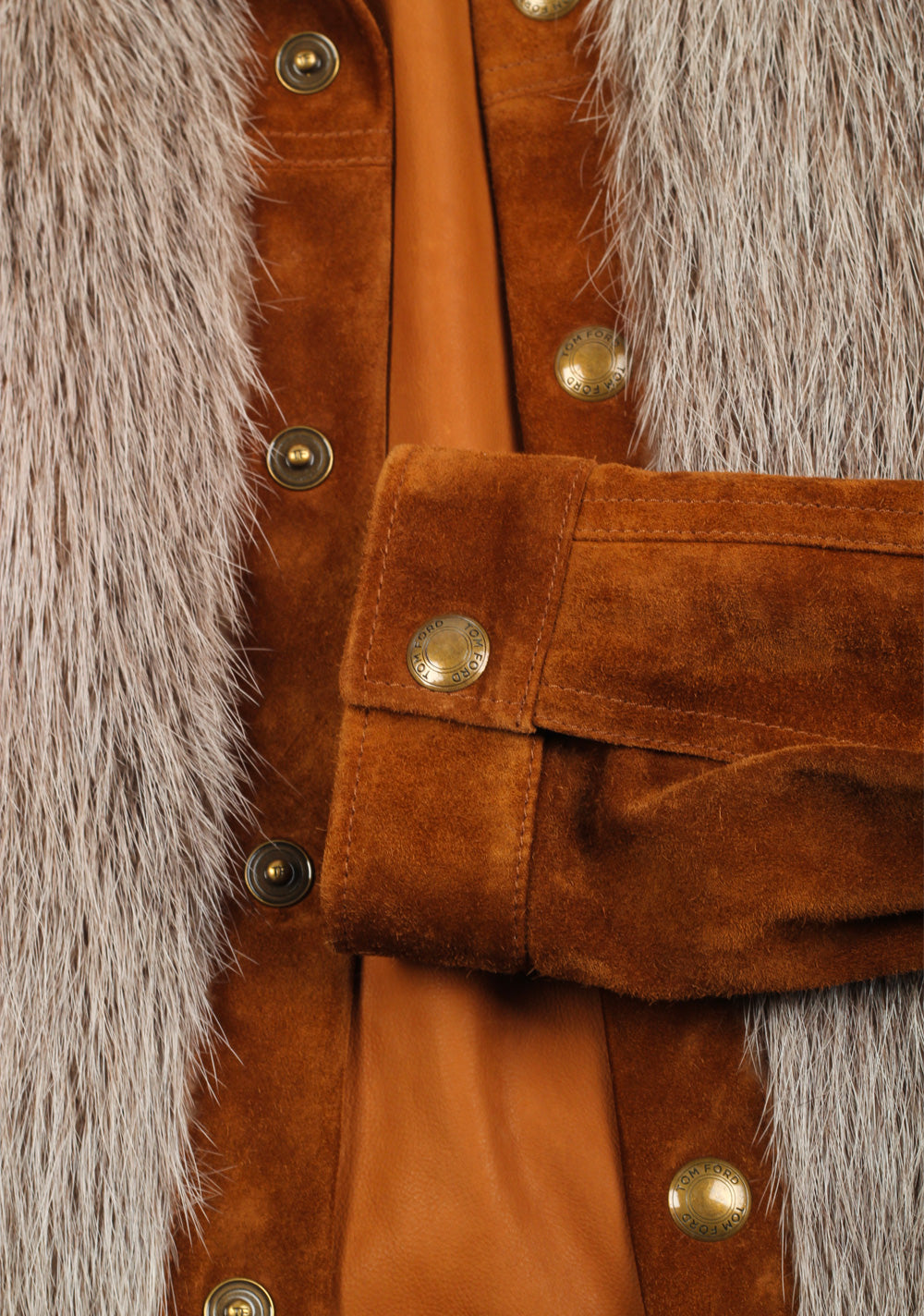 TOM FORD Brown Cashmere Suede Pony Fur Jacket Size 48 / 38R U.S. Outerwear
