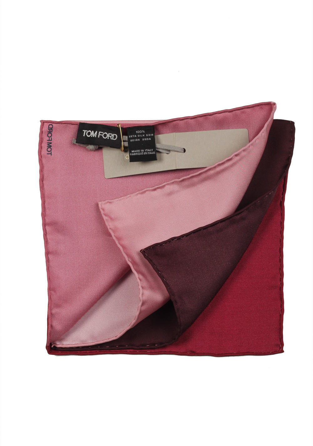 Tom Ford Red Pink Silk Pocket Square Solid 16" x 16"