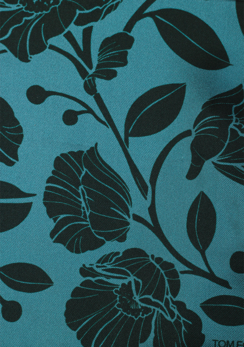 Tom Ford Turquoise Silk Pocket Square Floral Pattern 16" x 16"
