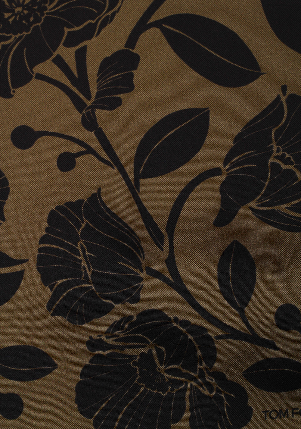 Tom Ford Brown Silk Pocket Square Floral Pattern 16" x 16"