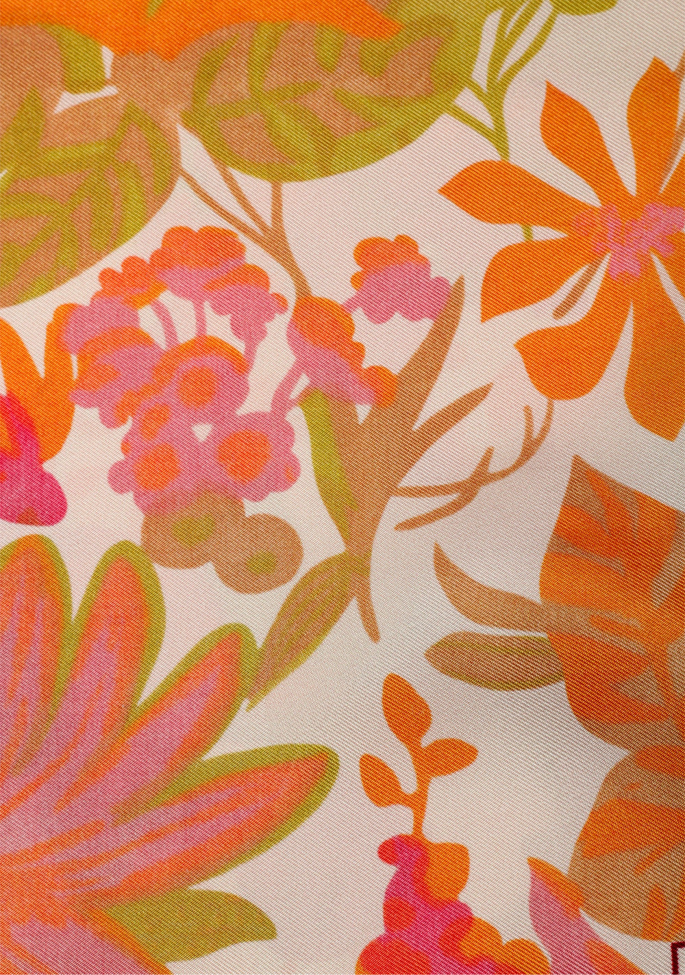 Tom Ford Pink Orange Silk Pocket Square Floral Pattern 16" x 16"